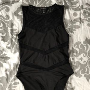 forever 21 black mesh cut out bodysuit